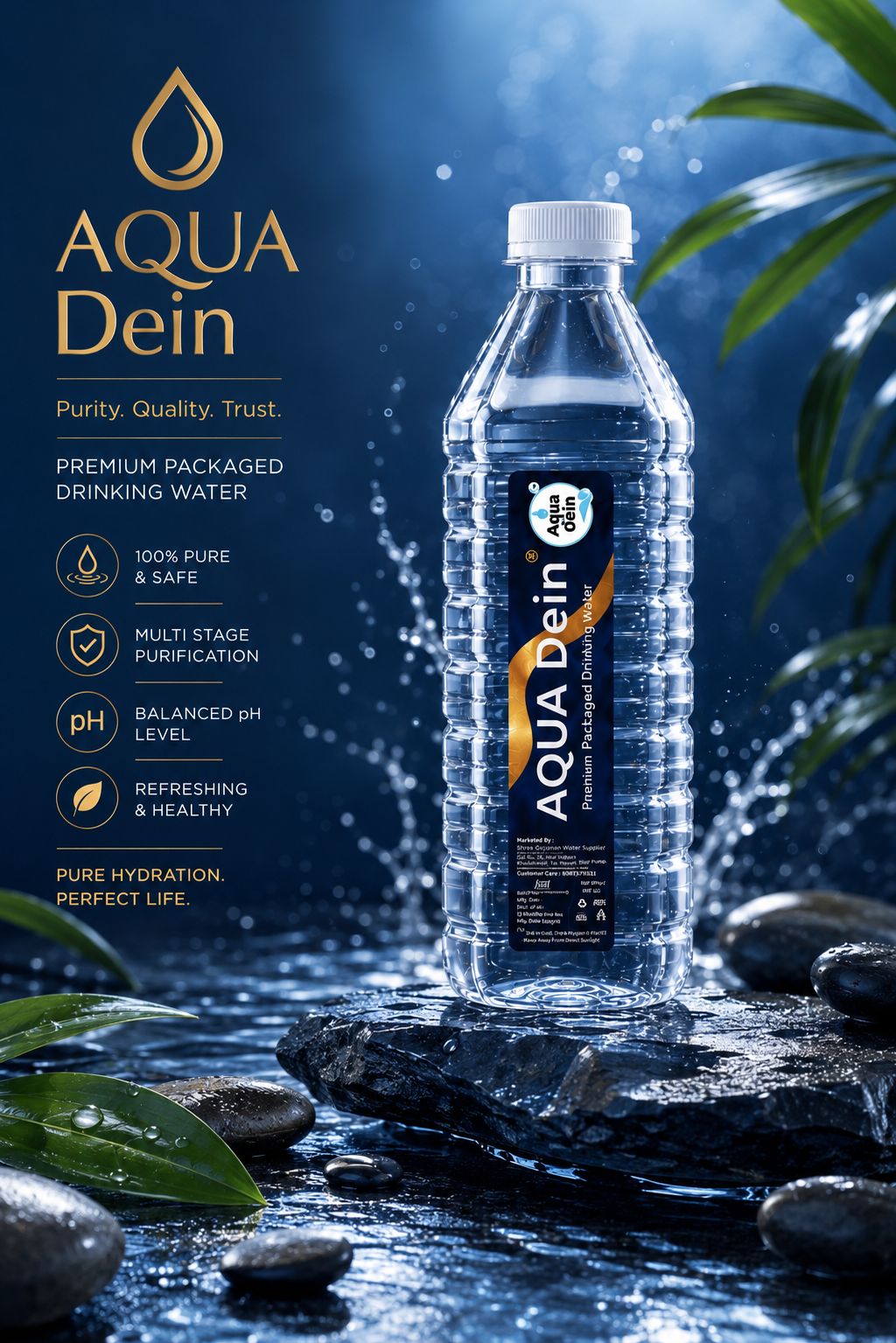 500ml Aqua Dein Square bottle